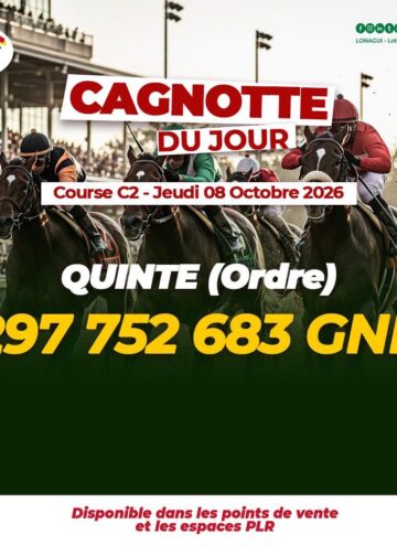 LONAGUI : près de 298 millions GNF en jeu ce jeudi, un jackpot exceptionnel annoncé au PMU